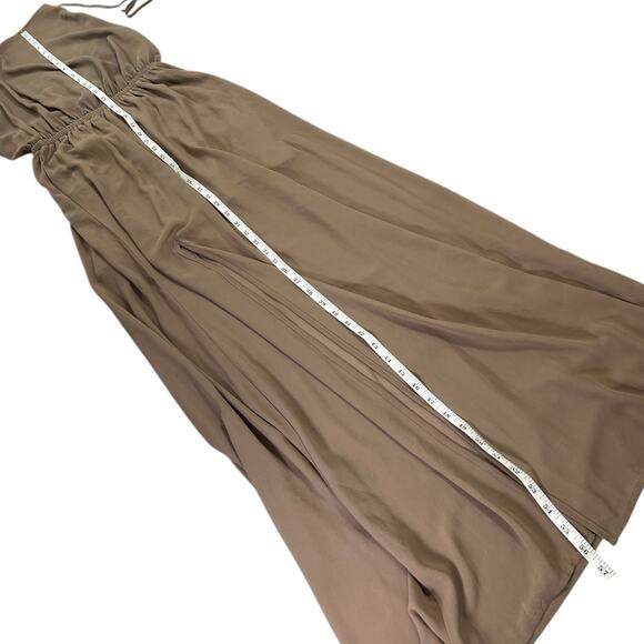 SHOW ME YOUR MUMU HEATHER CHIFFON HALTER DRESS GOWN SZ S TAN STRETCH LAYERED - Picture 6 of 10